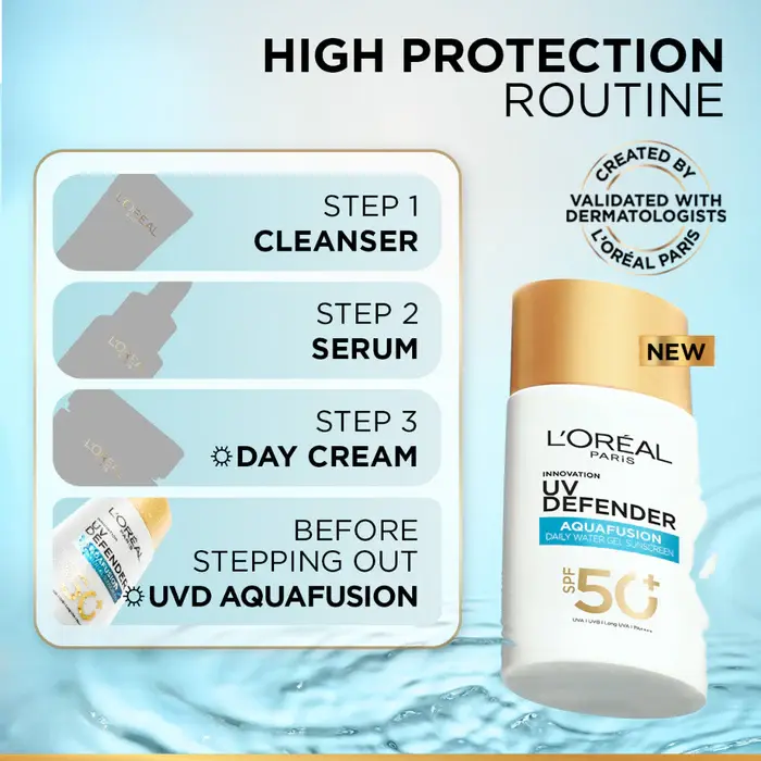 stepsofuseL_OrealParisUVDefenderAquafusionDailyWaterGelSunscreenSPF50.webp